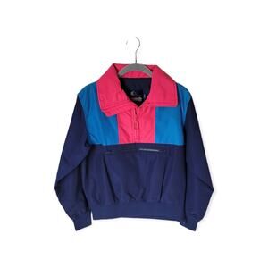 Herman's Vintage 1/2 Zip‎ Pullover Jacket Color Block Collared Ribbed Hem Size S